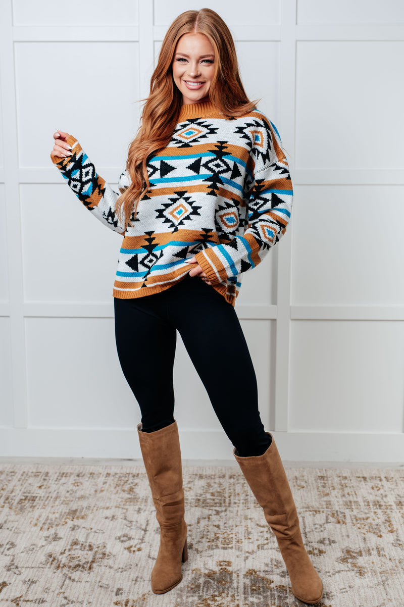 Hazel Blues® |  Desert Vibes Geometric Striped Sweater