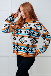 Hazel Blues® |  Desert Vibes Geometric Striped Sweater