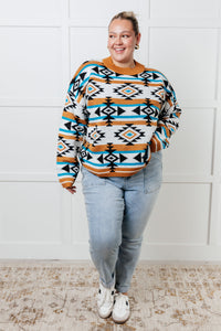 Hazel Blues® |  Desert Vibes Geometric Striped Sweater