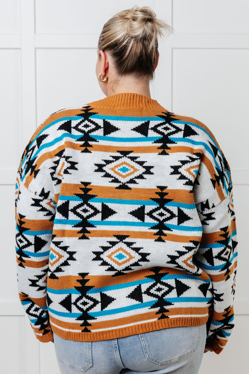 Hazel Blues® |  Desert Vibes Geometric Striped Sweater