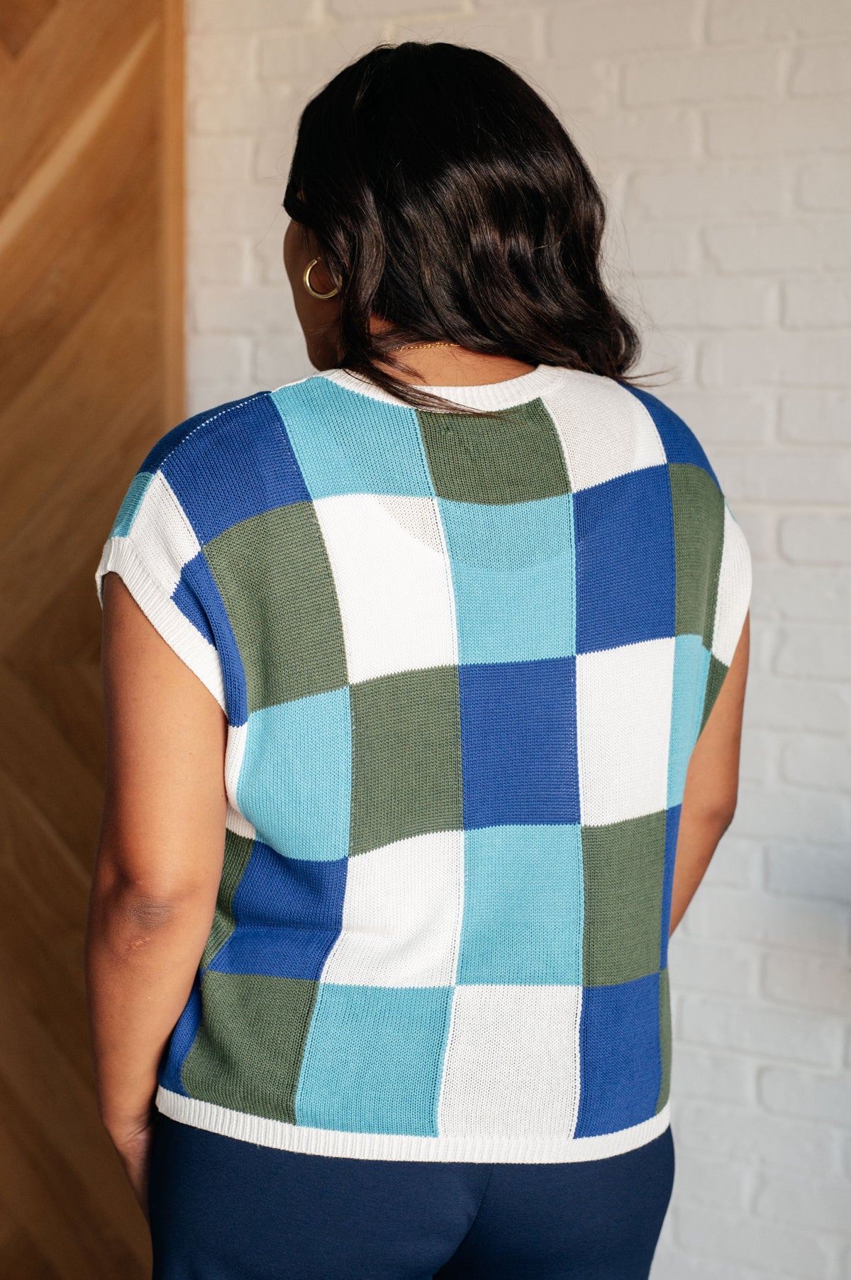 Hazel Blues® |  Disco Darling Checkered Sleeveless Sweater