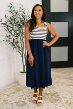 Hazel Blues® |  Dockside Darling Midi Dress in Navy