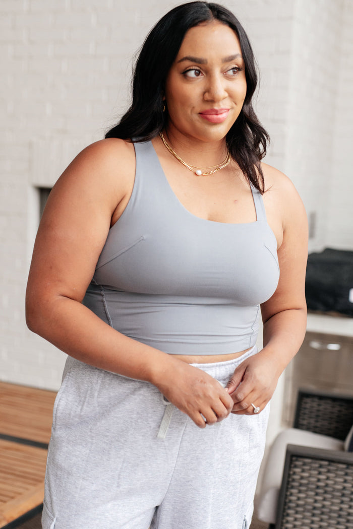 Hazel Blues® |  Doing it For Me Asymmetrical Tank in Rhino Grey