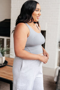 Hazel Blues® |  Doing it For Me Asymmetrical Tank in Rhino Grey