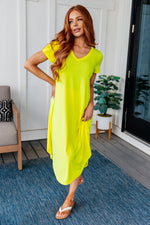 Hazel Blues® |  Dolman Sleeve Maxi Dress in Neon Yellow