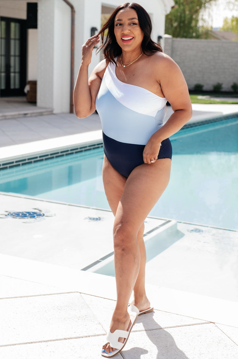 Hazel Blues® |  Dominica Color Block Asymmetrical Swimsuit