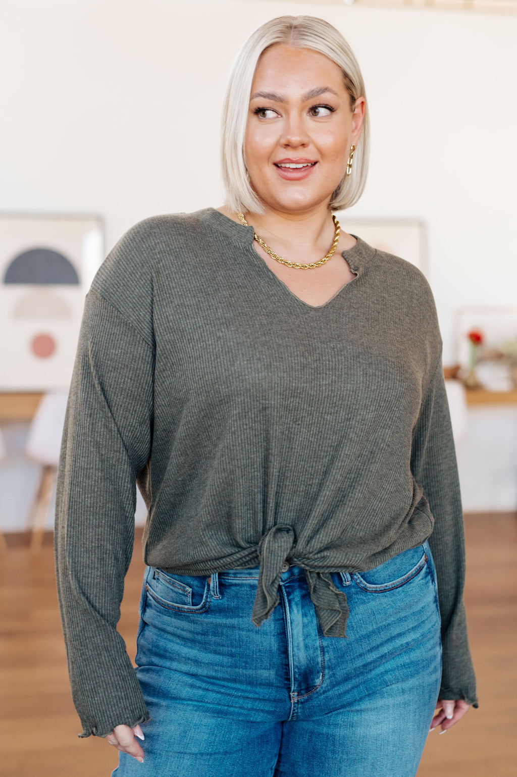 Hazel Blues® |  Don't Be Careless Ribbed Knit Top