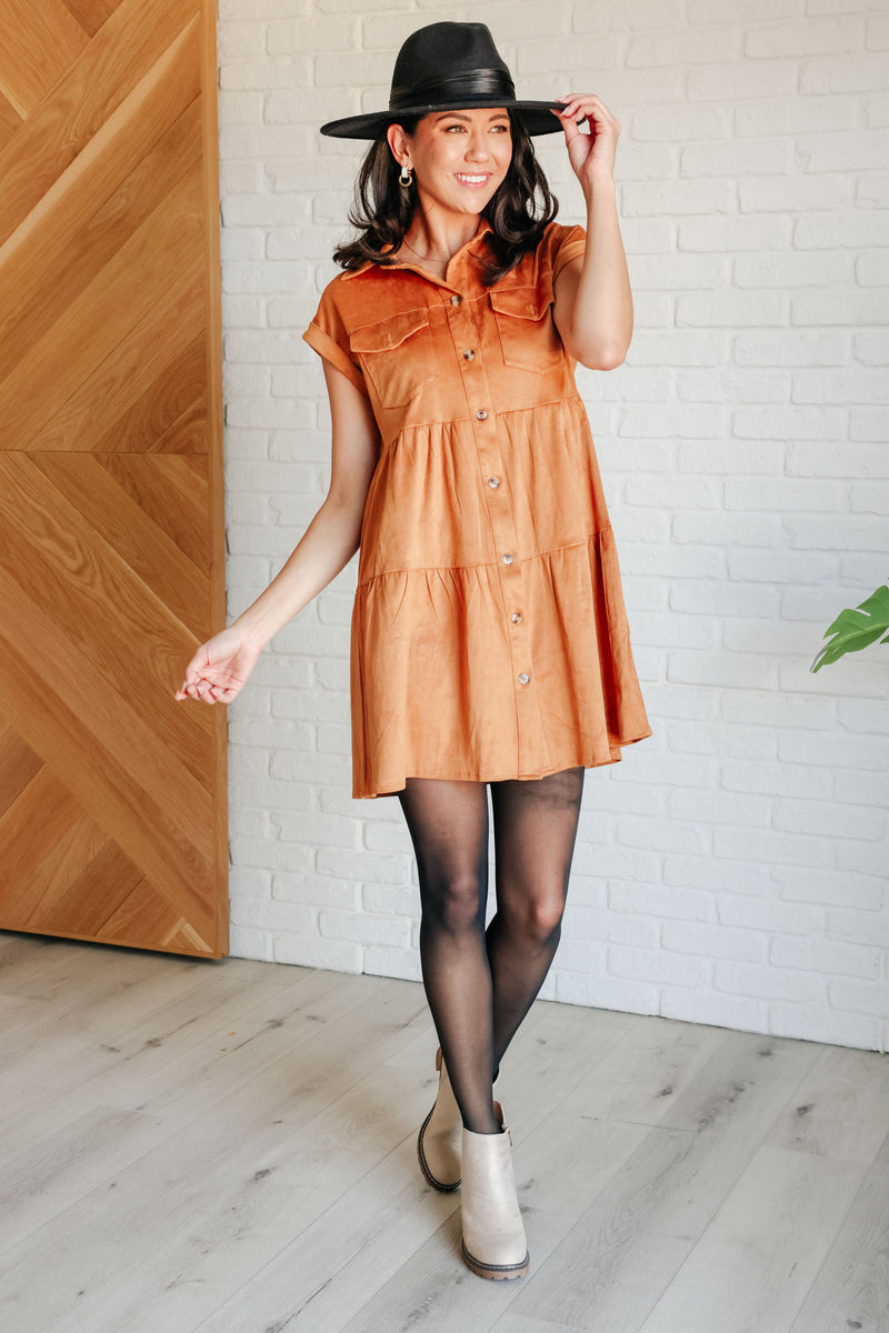 Hazel Blues® |  Don't Hang Up Faux Suede Shirt Dress