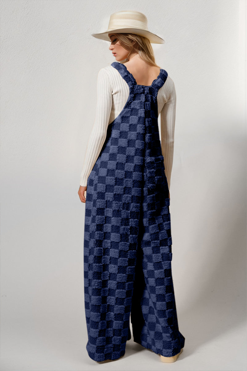 Hazel Blues® |  PRE-ORDER: Checkered Wide Leg Overalls with Pockets