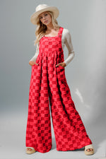 Hazel Blues® |  PRE-ORDER: Checkered Wide Leg Overalls with Pockets