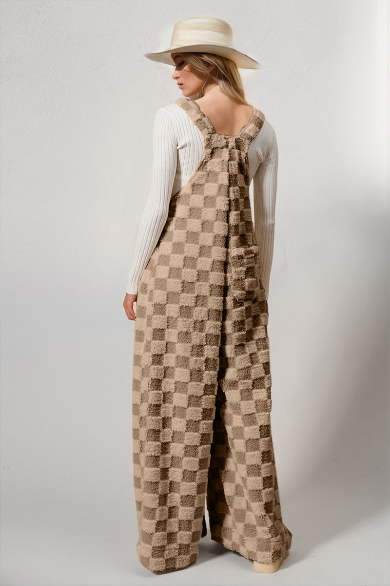 Hazel Blues® |  PRE-ORDER: Checkered Wide Leg Overalls with Pockets