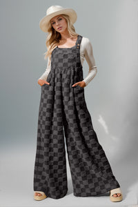 Hazel Blues® |  PRE-ORDER: Checkered Wide Leg Overalls with Pockets