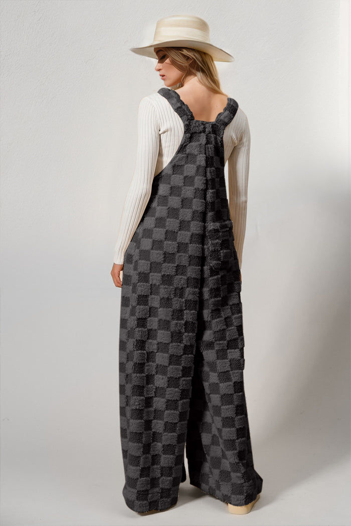 Hazel Blues® |  PRE-ORDER: Checkered Wide Leg Overalls with Pockets