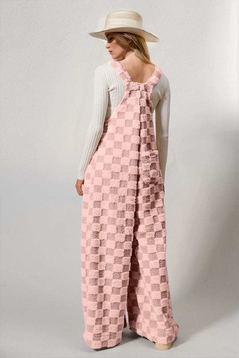 Hazel Blues® |  PRE-ORDER: Checkered Wide Leg Overalls with Pockets