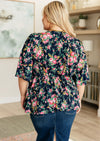 Hazel Blues® |  Dreamer Top in Navy and Pink Vintage Bouquet
