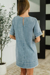 Hazel Blues® |  Dressed & Obsessed Chambray T-Shirt Dress in Indigo