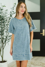 Hazel Blues® |  Dressed & Obsessed Chambray T-Shirt Dress in Indigo