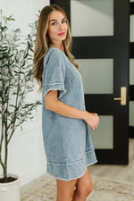 Hazel Blues® |  Dressed & Obsessed Chambray T-Shirt Dress in Indigo