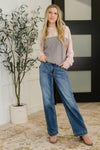 Hazel Blues® |  Dual Tones Cable Ribbed Knit Sweater
