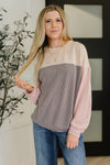 Hazel Blues® |  Dual Tones Cable Ribbed Knit Sweater