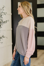 Hazel Blues® |  Dual Tones Cable Ribbed Knit Sweater