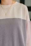 Hazel Blues® |  Dual Tones Cable Ribbed Knit Sweater