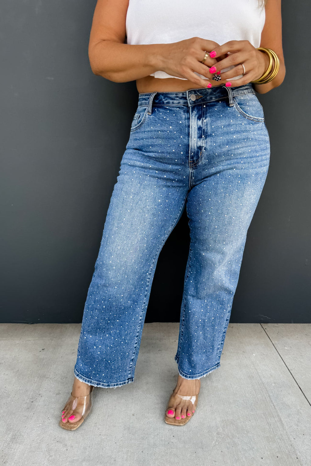 Hazel Blues® |  RHINESTONE COWGIRL MID RISE JEAN