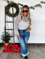Hazel Blues® |  PREORDER: Christmas Printed Mesh Tops