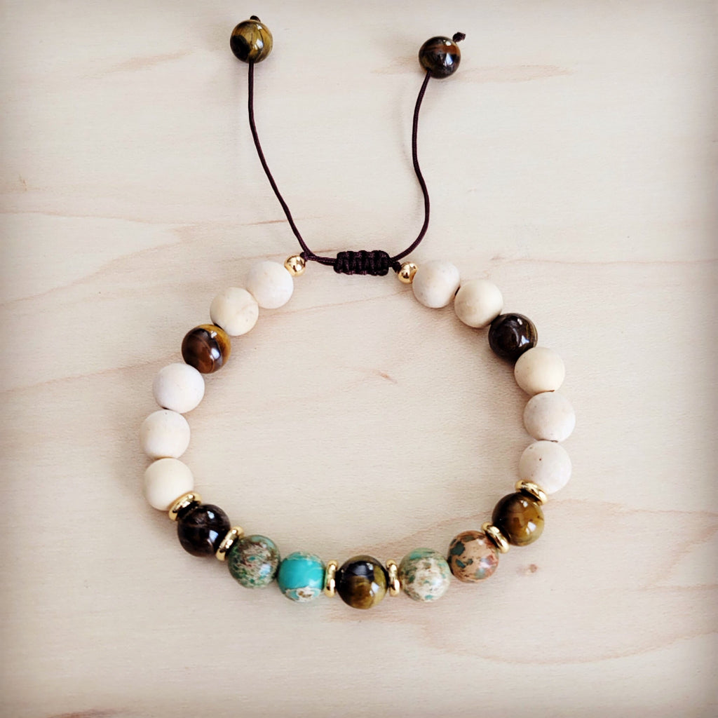 Jasper & Tiger's Eye Beaded Bracelet