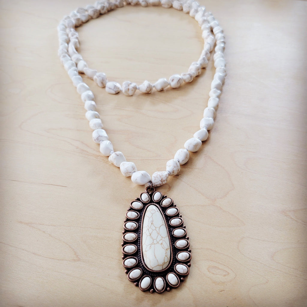 White Turquoise Squash-Blossom Necklace