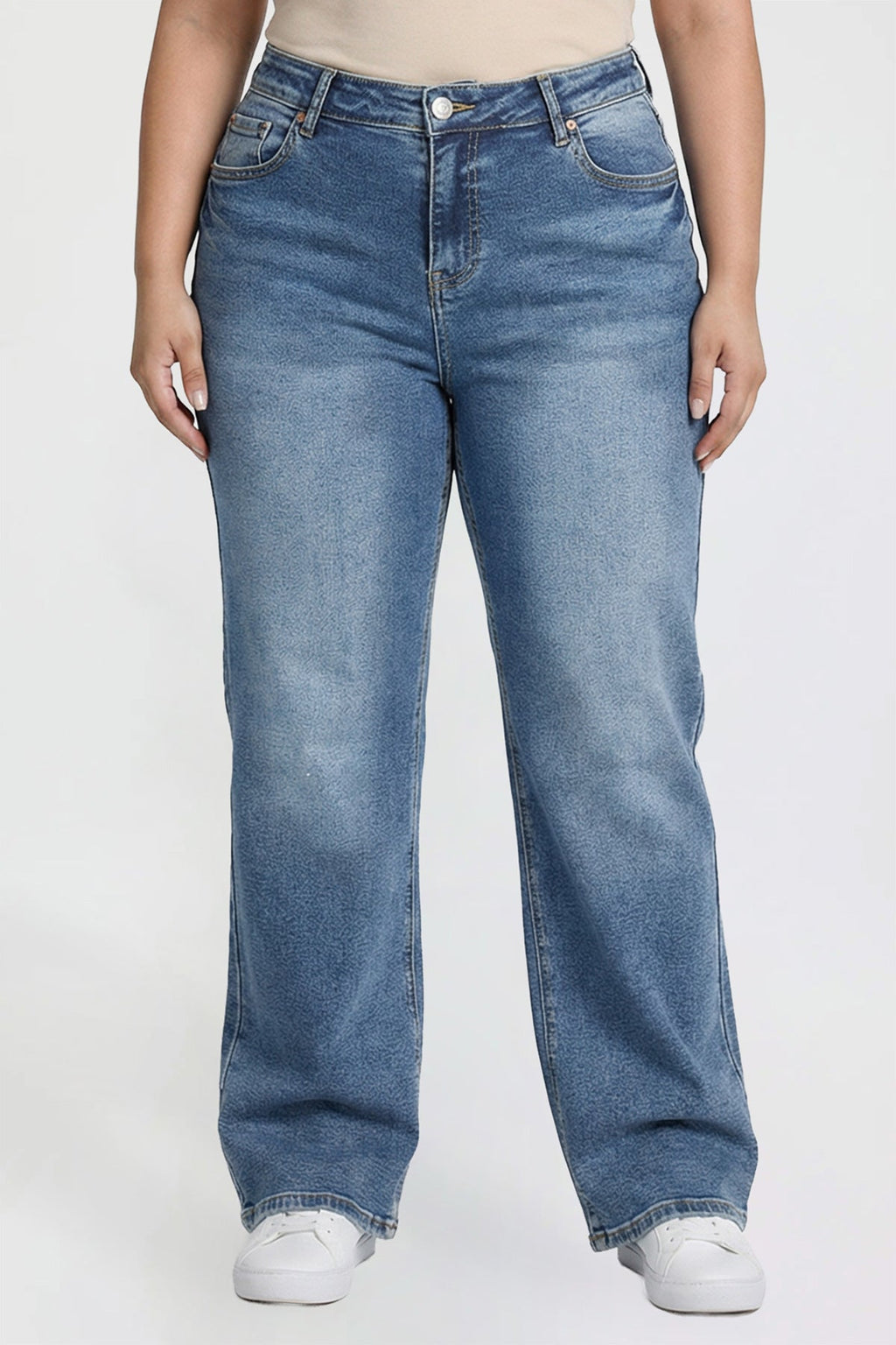 Plus High Rise Wide Leg Jeans