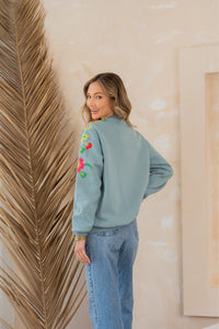 Hazel Blues® |  Floral Embroidered Sweatshirt