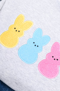 Embroidered Glitter Sweatshirt in Multicolor Bunnies