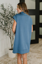 Hazel Blues® |  Easy Hustle High Neck Dress in Dusty Blue