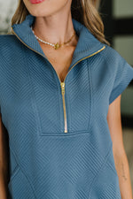 Hazel Blues® |  Easy Hustle High Neck Dress in Dusty Blue