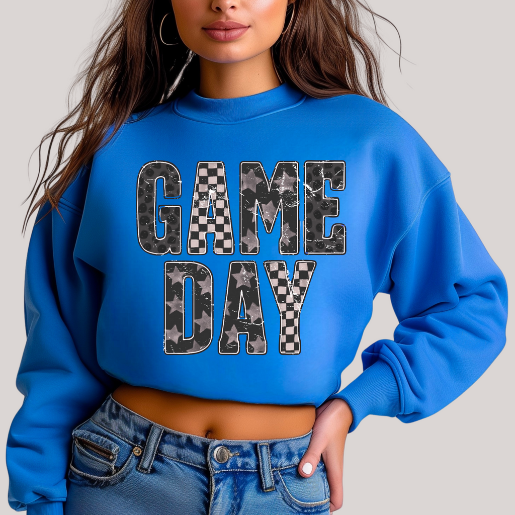 Hazel Blues® |  Edgy Gameday in Blue Sweatshirt