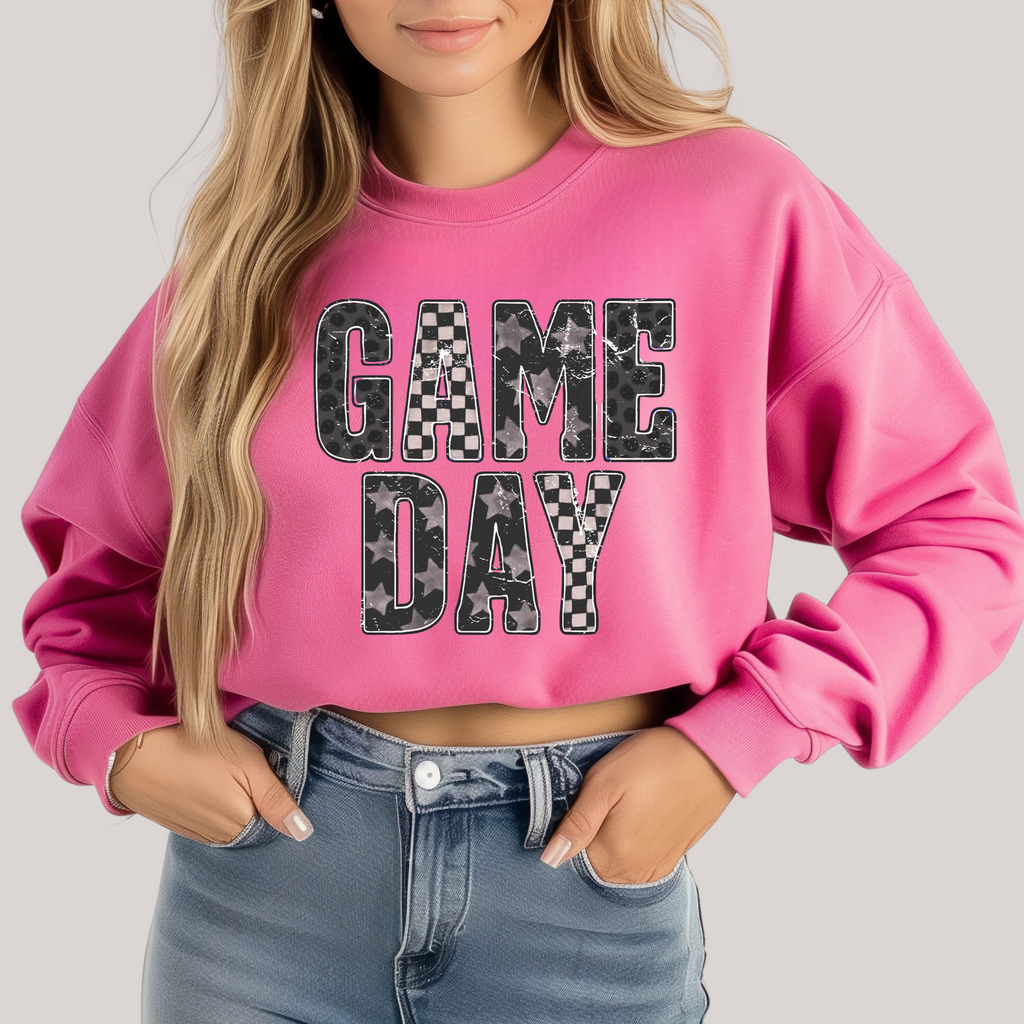 Hazel Blues® |  Edgy Gameday in Pink Sweatshirt