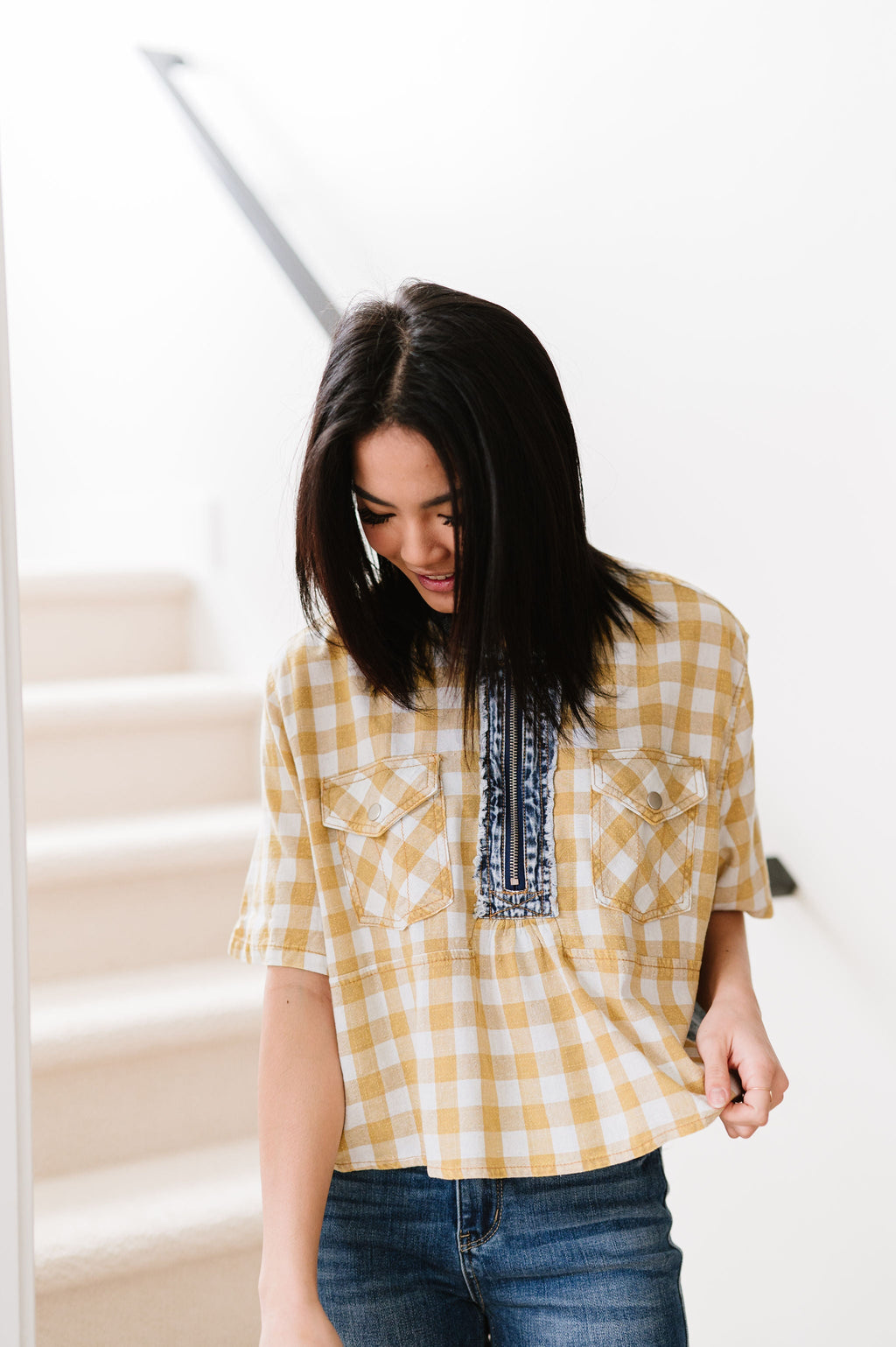 Hazel Blues® |  Everything Good Plaid Top - Mustard