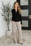 Hazel Blues® |  Effortless Edge Knit Henley Top in Black