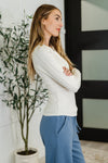 Hazel Blues® |  Effortless Edge Knit Henley Top in Natural