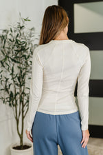 Hazel Blues® |  Effortless Edge Knit Henley Top in Natural