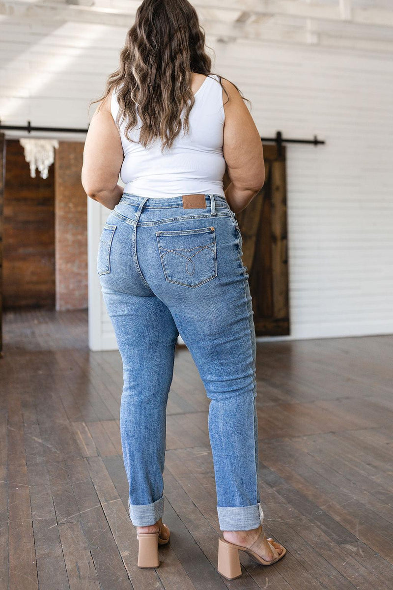 Hazel Blues® | Elodie Mid Rise Distressed Boyfriend Jeans - Hazel Blues®