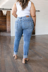 Hazel Blues® | Elodie Mid Rise Distressed Boyfriend Jeans - Hazel Blues®