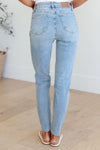 Hazel Blues® |  Eloise Mid Rise Control Top Distressed Skinny Jeans