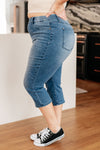 Hazel Blues® |  Emily High Rise Cool Denim Pull On Capri Jeans