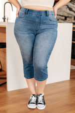 Hazel Blues® |  Emily High Rise Cool Denim Pull On Capri Jeans