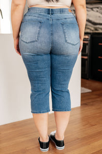 Hazel Blues® |  Emily High Rise Cool Denim Pull On Capri Jeans