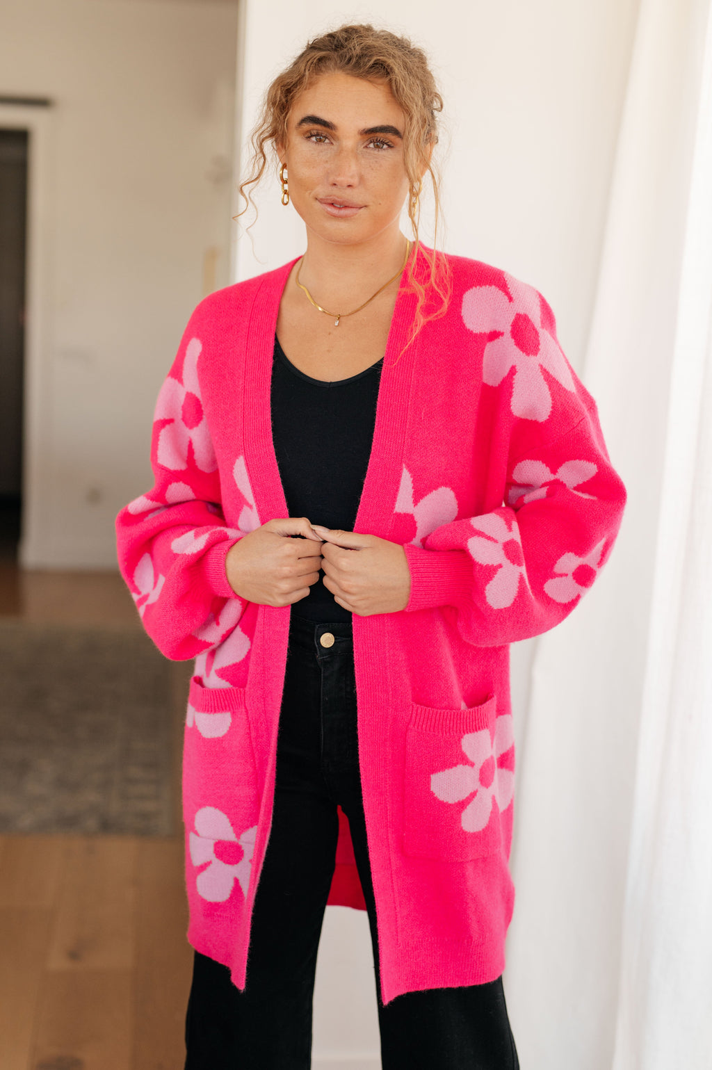Hazel Blues® |  Enough Anyways Floral Cardigan in Pink