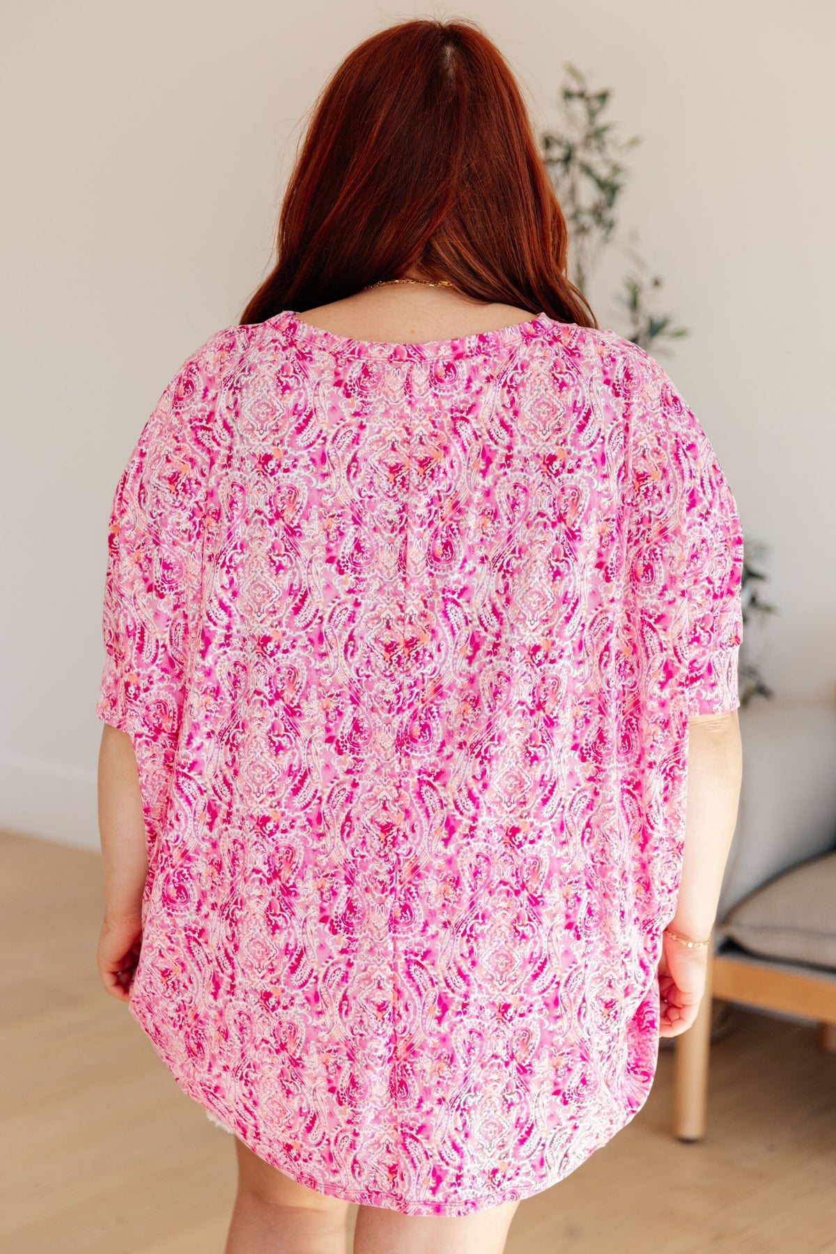 Hazel Blues® |  Essential Blouse in Fuchsia and White Paisley