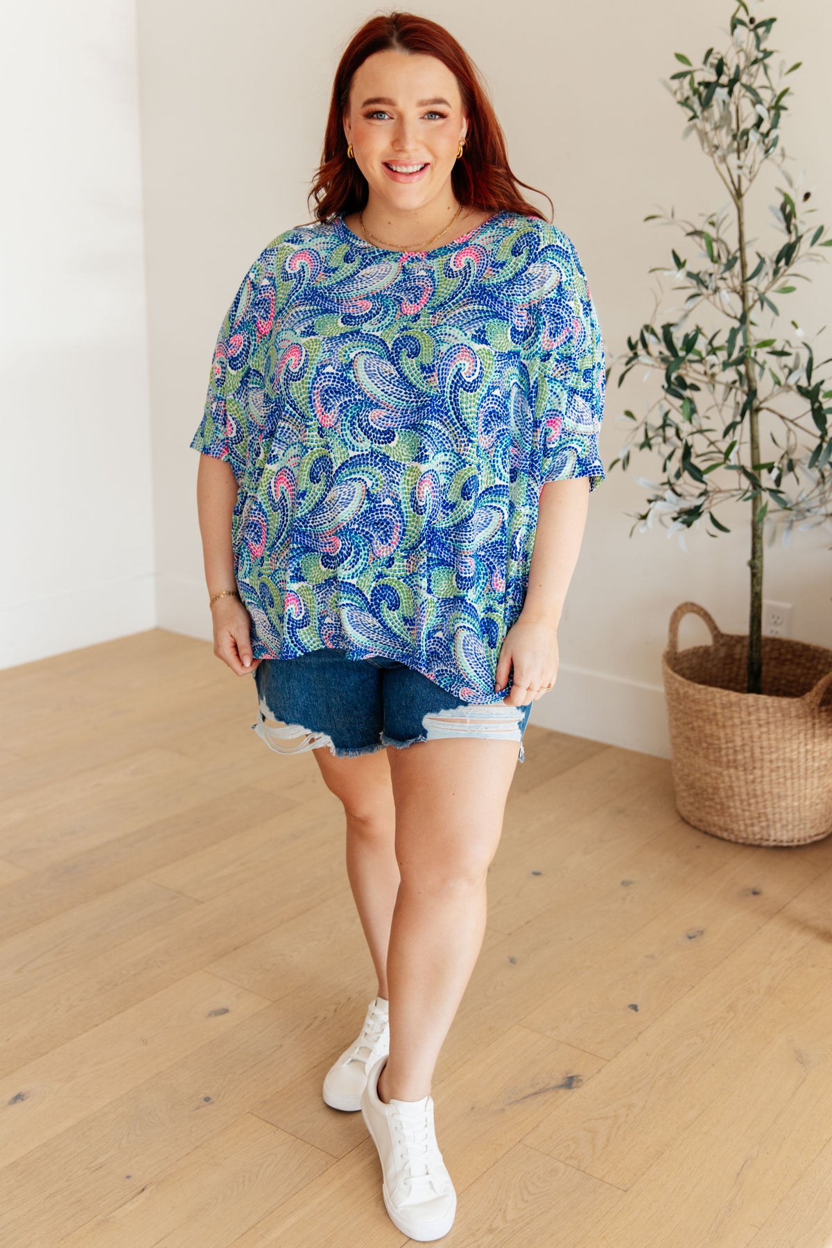 Hazel Blues® |  Essential Blouse in Painted Blue Mix